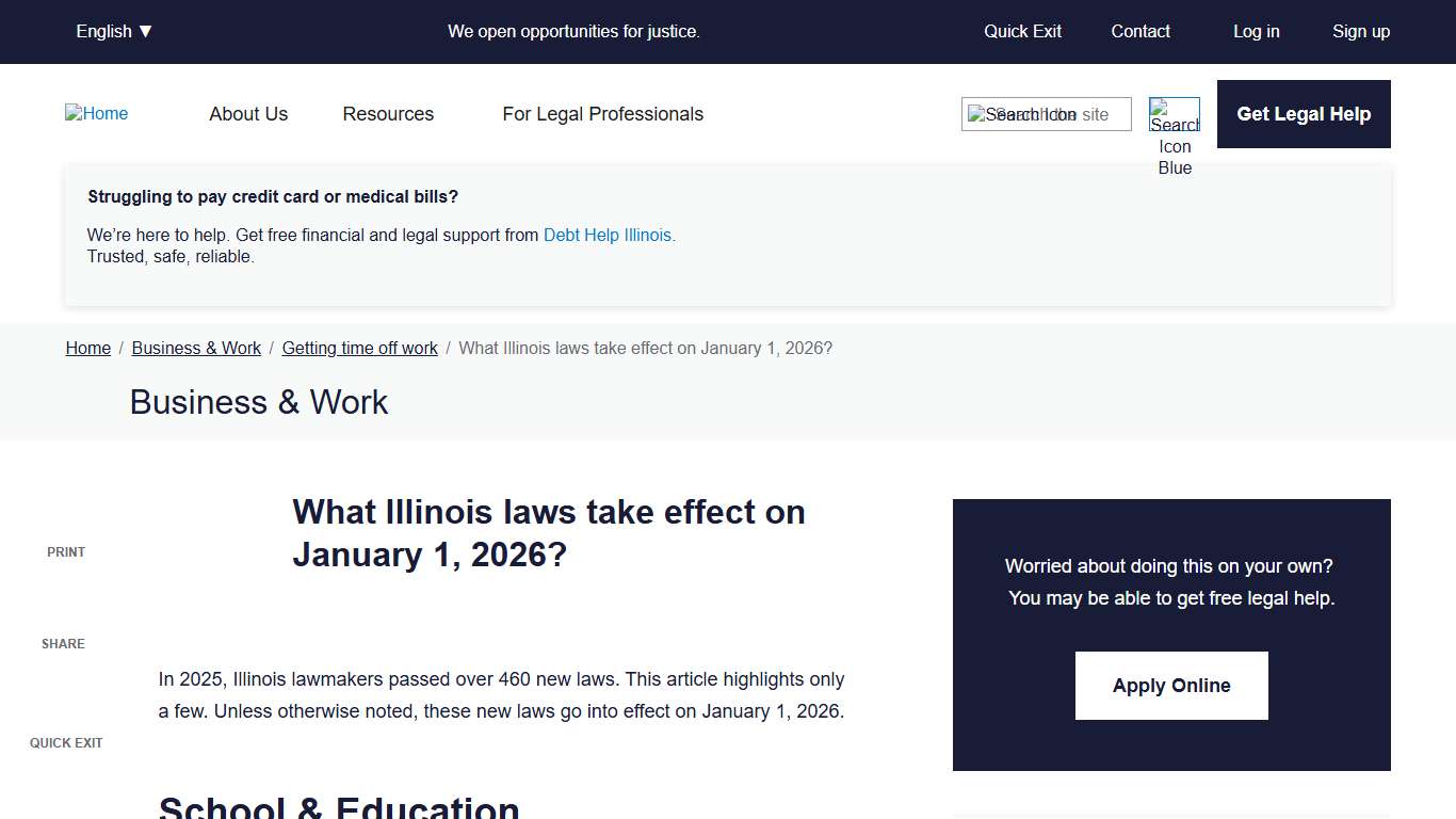 What Illinois laws take effect on January 1, 2026? | Illinois Legal Aid Online
