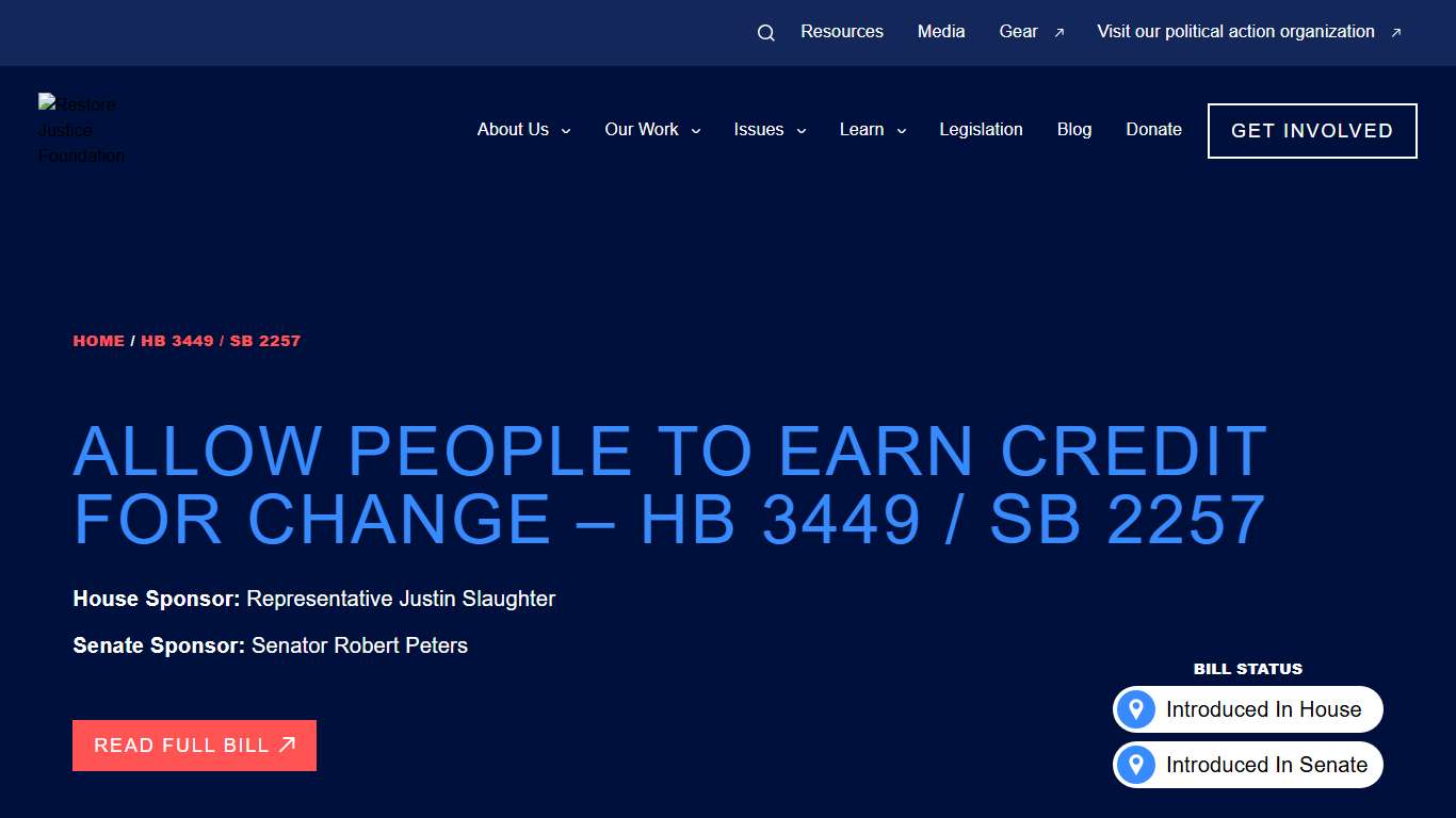 HB 3449 / SB 2257 - Restore Justice Foundation